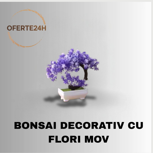 Bonsai decorativ cu flori mov ARTIFICIAL